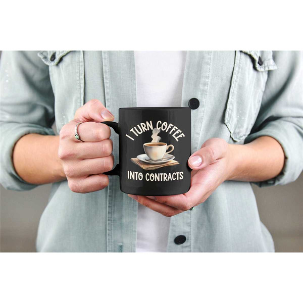 I Turn Coffee Into Contracts Mug, Funny Realtor Gifts, Mortgage Broker Coffee Cup, Salesman Gift, Closer Present, Real E.jpg