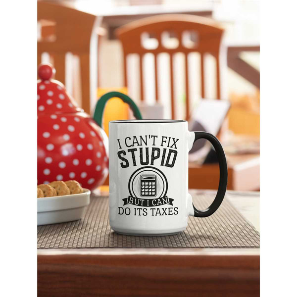 Tax Accountant Mug, Funny Accountant Gifts, CPA Gift, I Can't Fix Stupid but I Can Do it's Taxes, Certified Public Accou.jpg