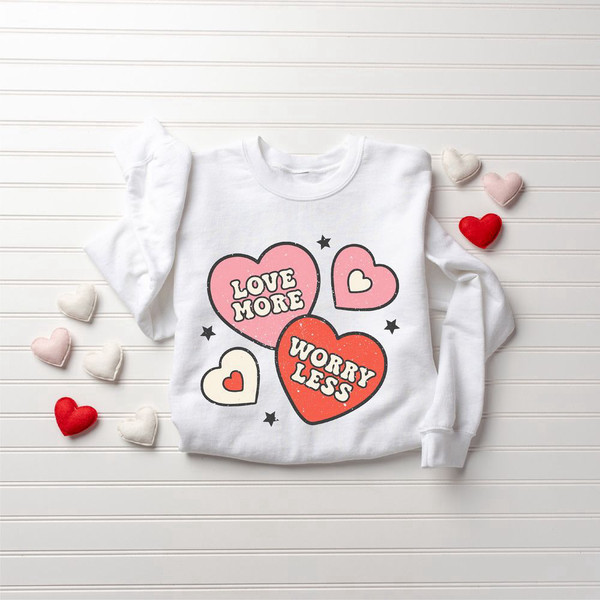 Retro Valentines Day Sweatshirt, Cute Hearts Sweatshirt, Gift For Women.jpg
