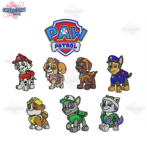 8 paw patrol embroidery design, Anime embroidery, Embroidered shirt, Anime shirt, Anime design, digital download.jpg