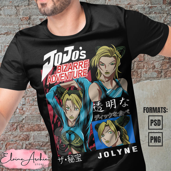 Premium Jolyne Jojos Bizarre Adventure Anime Vector T-shirt Design Template.jpg