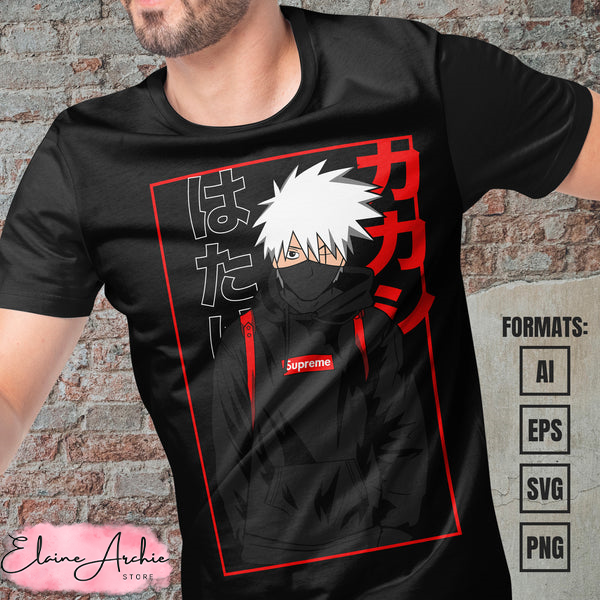 Premium Kakashi Hatake Naruto Anime Vector T-shirt Design Template #10.jpg