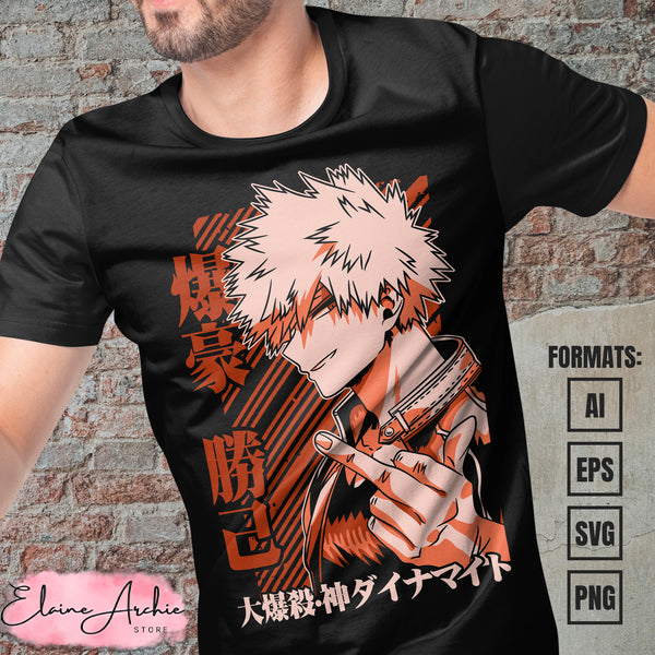 Premium Katsuki Bakugo My Hero Academia Anime Vector T-shirt Design Template #5.jpg