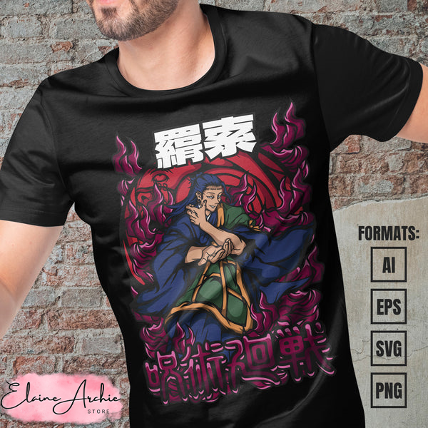 Premium Kenjaku Jujutsu Kaisen Anime Vector T-shirt Design Template.jpg