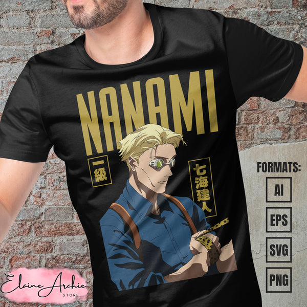 Premium Kento Nanami Jujutsu Kaisen Anime Vector T-shirt Design Template #2.jpg