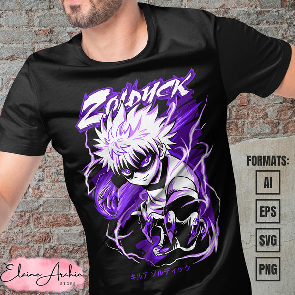 Premium Killua Hunter x Hunter Anime Vector T-shirt Design Template #4.jpg