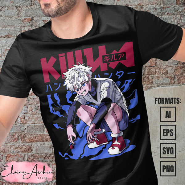 Premium Killua Hunter x Hunter Anime Vector T-shirt Design Template #5.jpg
