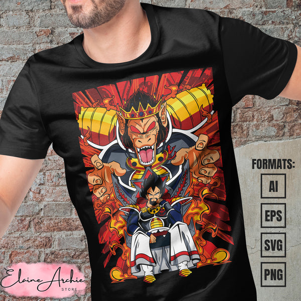 Premium King Vegeta Dragon Ball Anime Vector T-shirt Design Template.jpg
