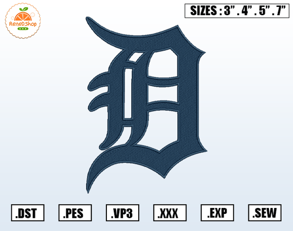 Detroit Tigers Embroidery Designs, MLB Logo Embroidery Files, Machine Embroidery Design File, Instant Download.jpg