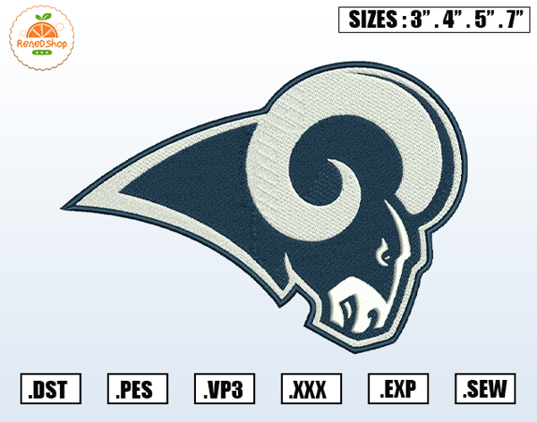 Los Angeles Rams Embroidery Designs, NCAA Logo Embroidery Files, Machine Embroidery Pattern, Digital Download.jpg