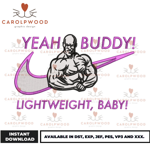 Yeah Buddy (Ronnie Coleman) Embroidery Design - Embroidery Market.png