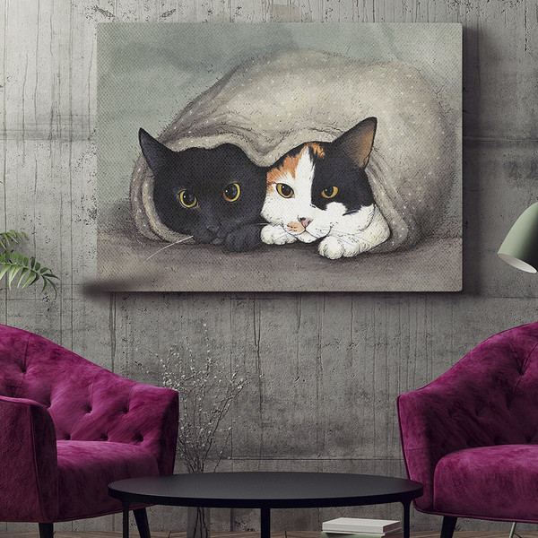 Cat Landscape Canvas - Warm Blanket - Canvas Print - Canvas With Cats On It - Cat Poster Printing - Cat Canvas Art - Furlidays.jpg