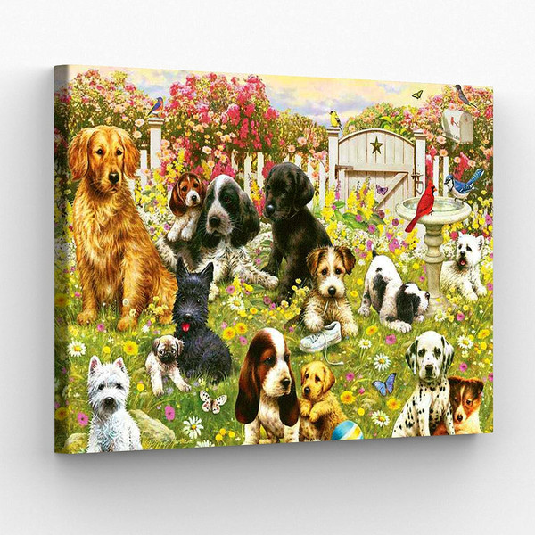 Dog Landscape Canvas - Dogie Daycare - Canvas Print - Dog Wall Art Canvas - Dog Poster Printing - Furlidays.jpg