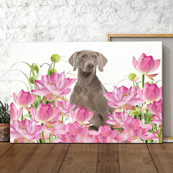 Dog Landscape Canvas - Weimaraner Lotos Flowers - Canvas Print - Dog Canvas Print - Dog Wall Art Canvas - Furlidays.jpg