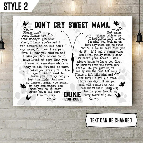 Personalized Poster &amp Canvas Don't Cry Sweet Mama Dog Poem Printable Horizontal Canvas Poster - Wall Canvas Art - Gift For Dog Lovers.jpg