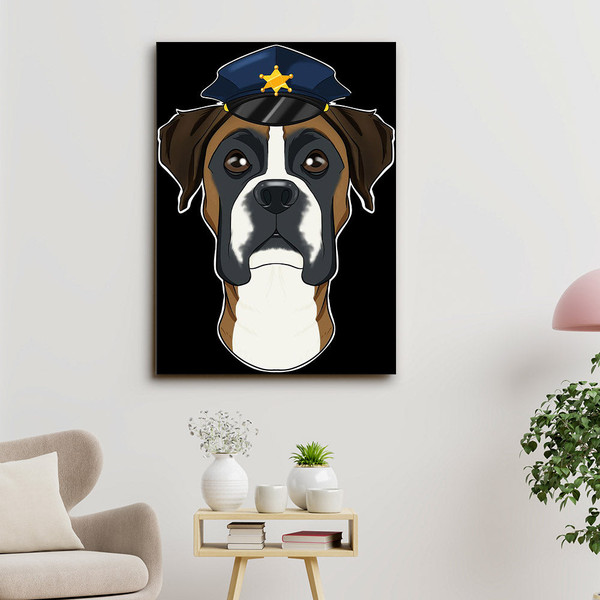 Police Boxer - Dog Pictures - Dog Canvas Poster - Dog Wall Art - Gifts For Dog Lovers - Furlidays.jpg