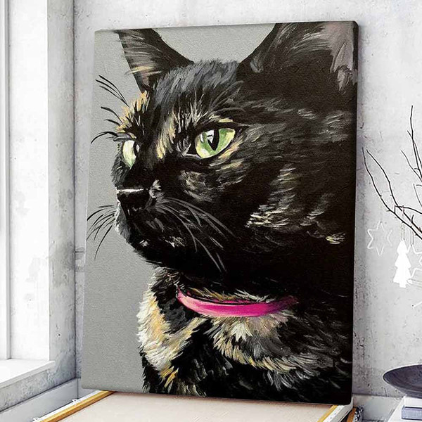Cat Portrait Canvas - Black Tortiseshell Cat - Canvas Print - Cat Wall Art Canvas - Canvas With Cats On It - Cats Canvas Print - Furlidays.jpg