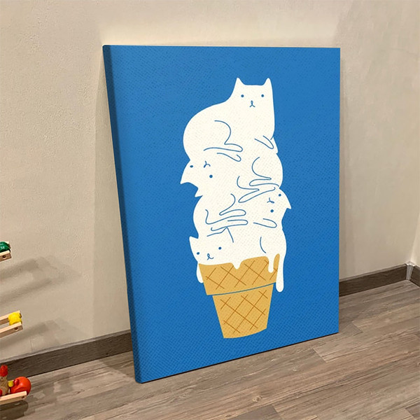 Cat Portrait Canvas - Cats Ice Cream - Canvas Print - Cats Canvas Print - Cat Wall Art Canvas - Furlidays.jpg