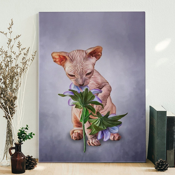 Cat Portrait Canvas - Drawing Sphynx Kitten - Canvas Print - Cat Poster Printing - Cat Wall Art Canvas - Furlidays.jpg