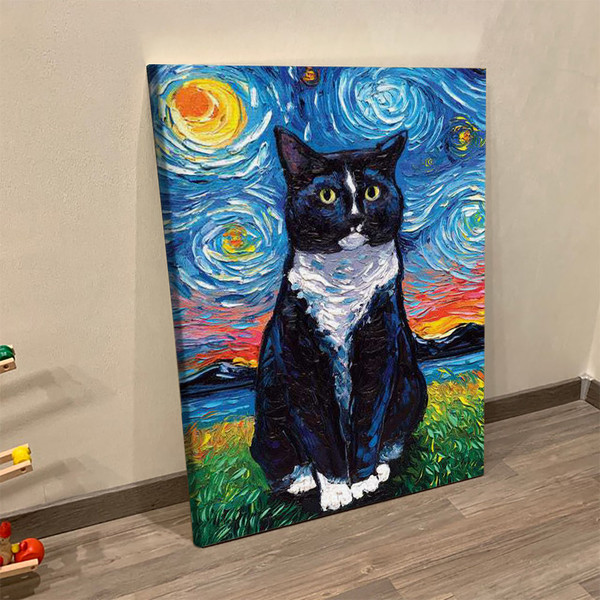 Cat Portrait Canvas - Tuxedo Cat Night - Canvas Print - Cat Canvas - Cat Wall Art Canvas - Furlidays.jpg