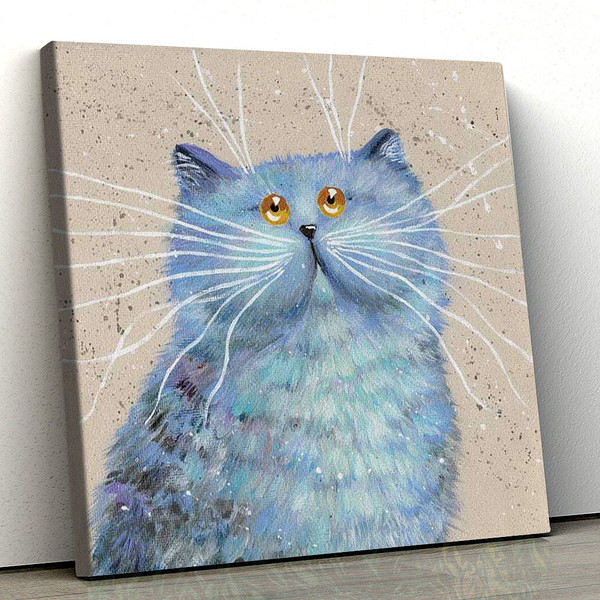 Cat Square Canvas - Cat Canvas - Blue Cat - Canvas Print - Cat Wall Art Canvas - Canvas With Cats On It - Cats Canvas Print - Furlidays.jpg