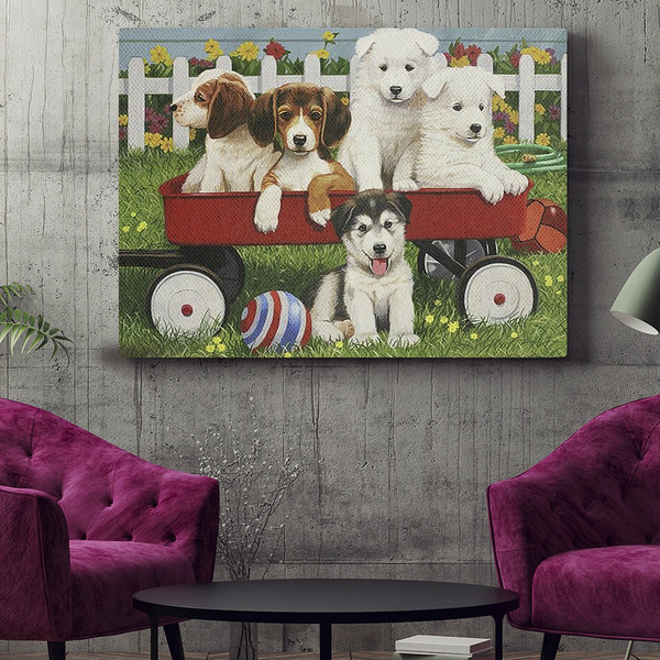 Dog Landscape Canvas - Puppy Play Date - Canvas Print - Dog Painting Posters - Dog Canvas Art - Dog Wall Art Canvas - Furlidays.jpg