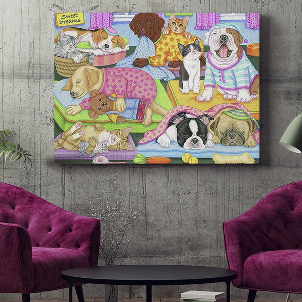 Dog Landscape Canvas - Sweet Dreams - Canvas Print - Dog Painting Posters - Dog Canvas Art - Dog Wall Art Canvas - Furlidays.jpg