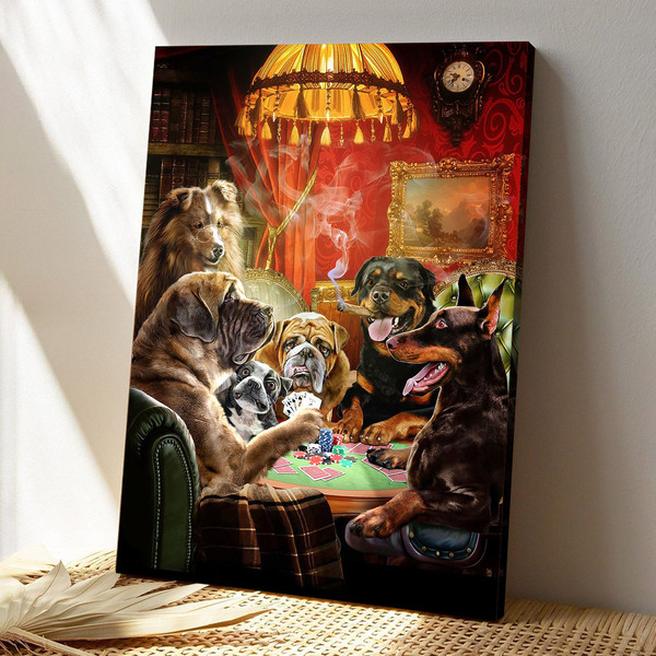 Dog Playing Poker - Dog Pictures - Dog Canvas Poster - Dog Wall Art - Gifts For Dog Lovers - Furlidays.jpg