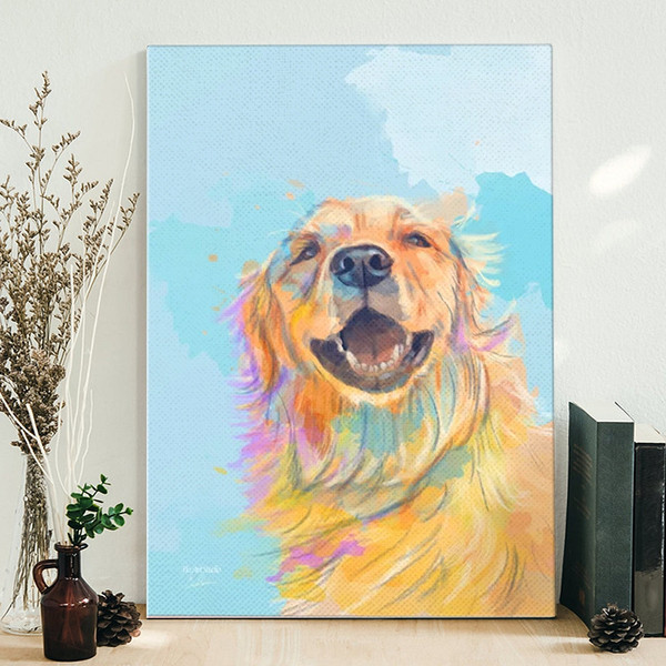 Dog Portrait Canvas - Golden Smile - Canvas Print - Dog Poster Printing - Dog Canvas Art - Furlidays.jpg