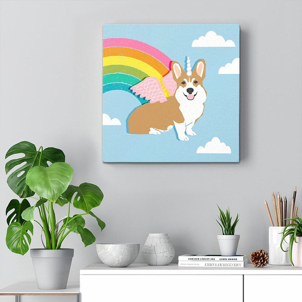 Dog Square Canvas - Corgicorn - Cute Pastel Corgi - Canvas Print - Dog Canvas Print - Dog Wall Art Canvas - Furlidays.jpg