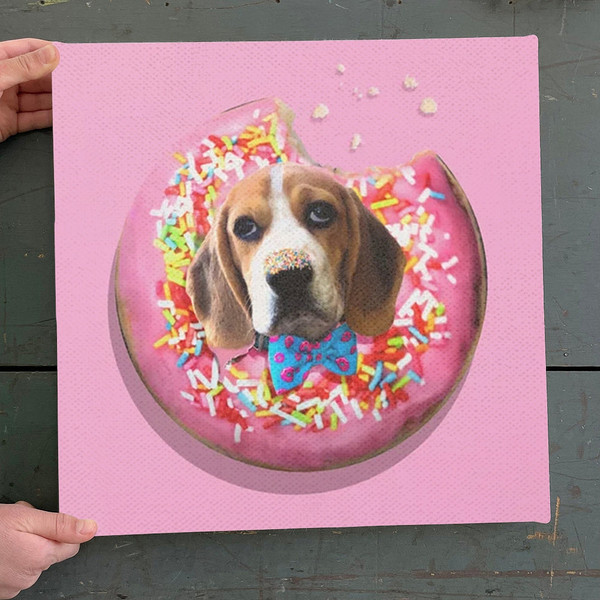 Dog Square Canvas - Dog Wall Art Canvas - Doggy Donut - Canvas Print - Dog Canvas Print - Dog Canvas Art - Furlidays.jpg