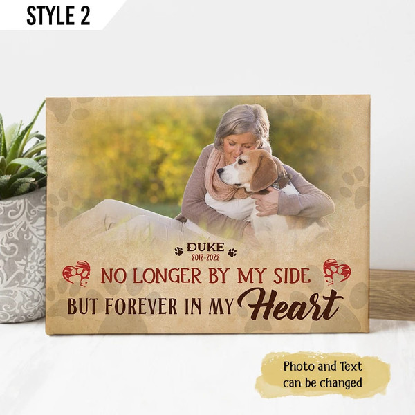No Longer By My Side But Forever In My Heart Dog Horizontal Personalized Canvas Poster - Gift For Dog Lovers.jpg