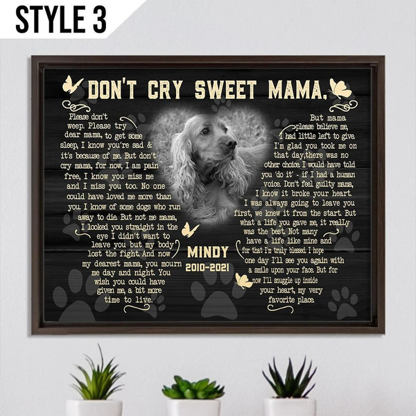 Personalized Poster &amp Canvas Don't Cry Sweet Mama Dog Poem Canvas Poster - Wall Canvas Art - Personalized Dog Memorial Gift.jpg