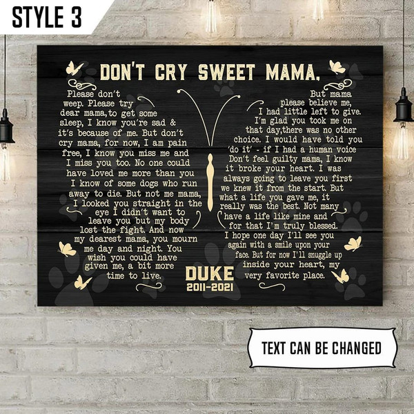 Personalized Poster &amp Canvas Don't Cry Sweet Mama Dog Poem Printable Canvas Poster - Dog Lovers Gifts for Him or Her.jpg