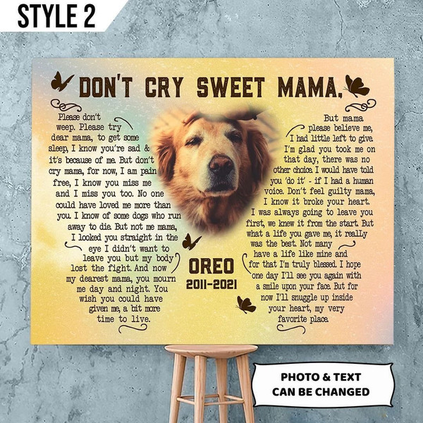 Personalized Poster &amp Canvas Don't Cry Sweet Mama Dog Poem Printable Canvas Poster - Wall Canvas Art - Gift For Dog Lovers.jpg