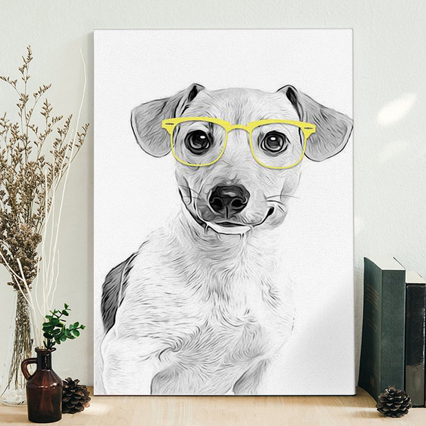Portrait Canvas - Jack Russell Terrier With Yellow Glasses - Canvas Print -Dog Canvas Print - Dog Wall Art Canvas - Furlidays.jpg
