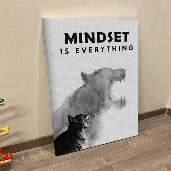 Portrait Canvas - Mindset Is Everything Cat Canvas Art Wall - Decor Picture Print Framed - Mindset Cat Poster - Cats Canvas - Cat Canvas Print - Furlidays.jpg