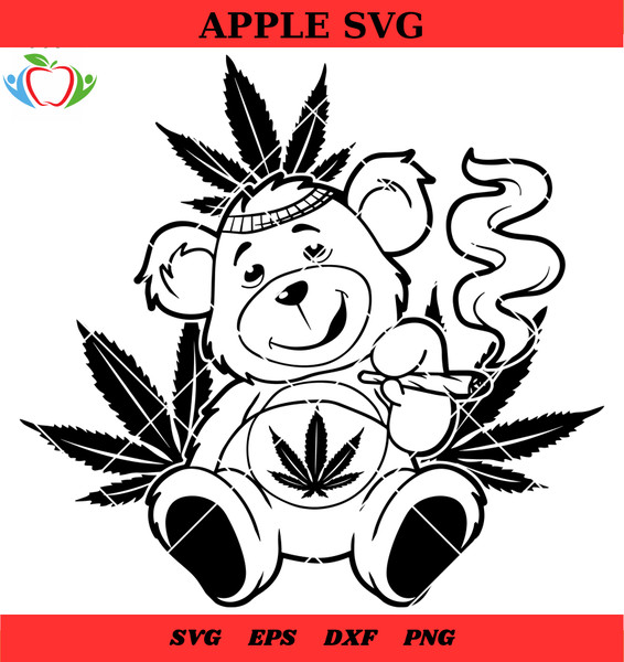 Bear Cannabis Svg, Teddy Bear Smoking Marijuana Svg, Stoned Bear Svg - SVG Lucky.jpg