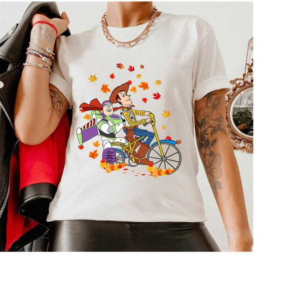 Disney Toy Story Buzz Lightyear and Woody Fall Vibes T-Shirt, Love Fall Y'All Shirt, Peace Love Thanksgiving, Family Tha.jpg