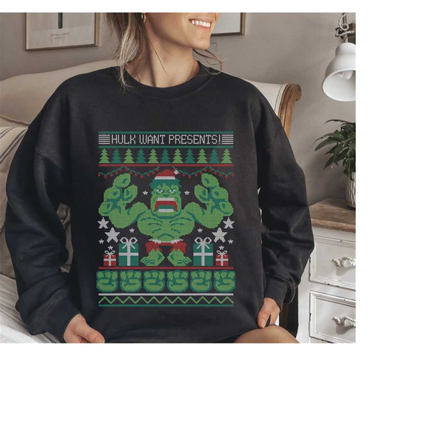 Marvel Hulk Wants Presents Holiday Ugly Christmas Sweater Shirt,Marvel Hulk Christmas Gift Disneyland Shirt,Disneyland M.jpg