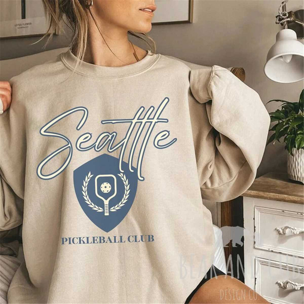 Seattle Pickleball Club Sweatshirt, Vintage Pickleball Sweatshirt, Gift for Pickleball Players, Pickleball Club Crewneck.jpg