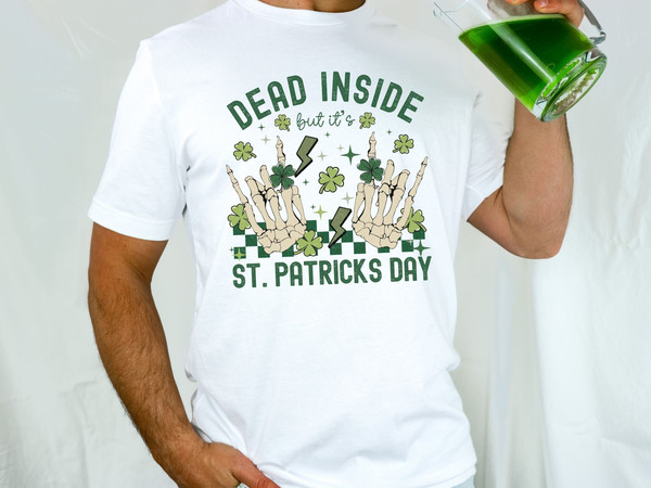Funny St Patrick's Day Shirts, St Pattys Skeleton Shirt, Spooky Saint Patricks Day Gift, Four Leaf Clover Genderneutral Tshirt, Party Outfit.jpg