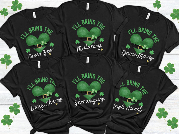Funny St. Patricks Day Group Shirts, I'll Bring the Shenanigans Matching St Pattys Day Shirts, Genderneutral Shamrock Shirt for Friend Group.jpg