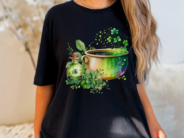Lucky Potion St Patrick's Day Shirt, Witchy St Pattys Day Clothing, Shamrock Cottagecore Saint Patricks Day Apparel, Fairycore Clothes Women.jpg