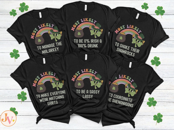 Retro St Patrick's Day Most Likely To Shirts, Best Friend Matching St Pattys Day Group Tee, Girls Trip Shirts Ireland, Irish Couple Outfits.jpg