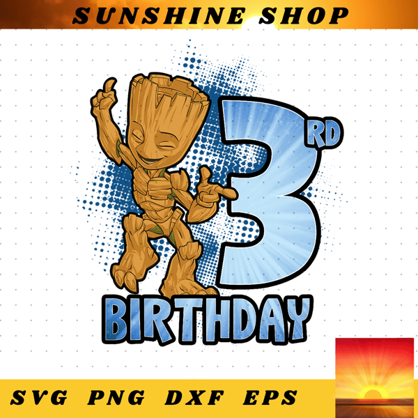 Marvel Guardians Of The Galaxy Baby Groot 3rd Birthday png, digital download, instant.png