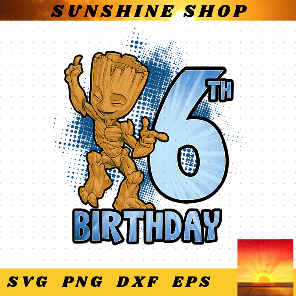 Marvel Guardians Of The Galaxy Baby Groot 6th Birthday png, digital download, instant.png