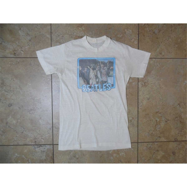 VTG 1960s1970s Beatles Rock Band Concert Tour White T-Shirt USA Made Small 34-36 5050.jpg