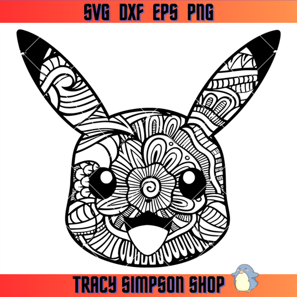 Tribal Pikachu Tattoo Art Svg, Pikachu Mandala Svg, Pokemon.jpg