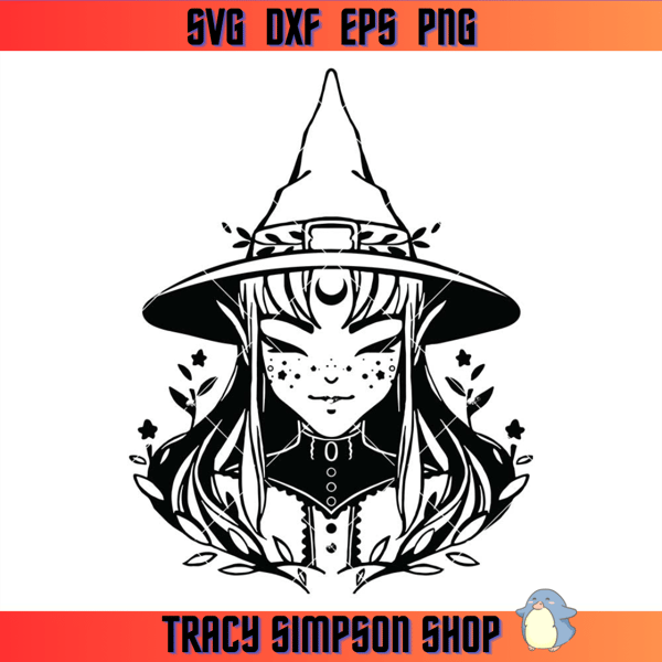 Witch with Moon and Stars Svg, Witch Beauty Svg, Magic Svg.jpg